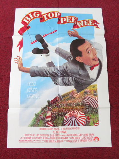 BIG TOP PEE WEE FOLDED US ONE SHEET POSTER PAUL REUBENS KRIS KRISTOFFERSON 1988