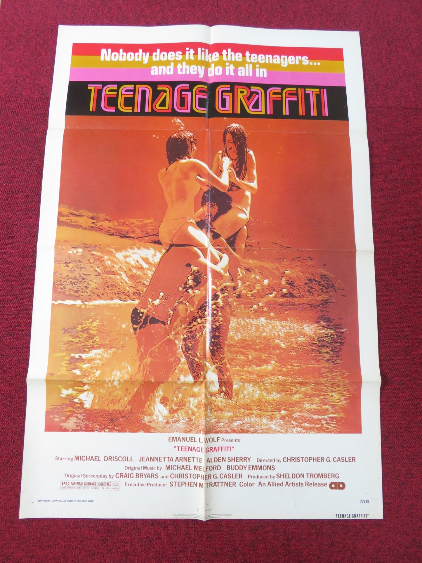 TEENAGE GRAFFITI FOLDED US ONE SHEET POSTER MICHAEL DRISCOLL J. ARNETTE 1977