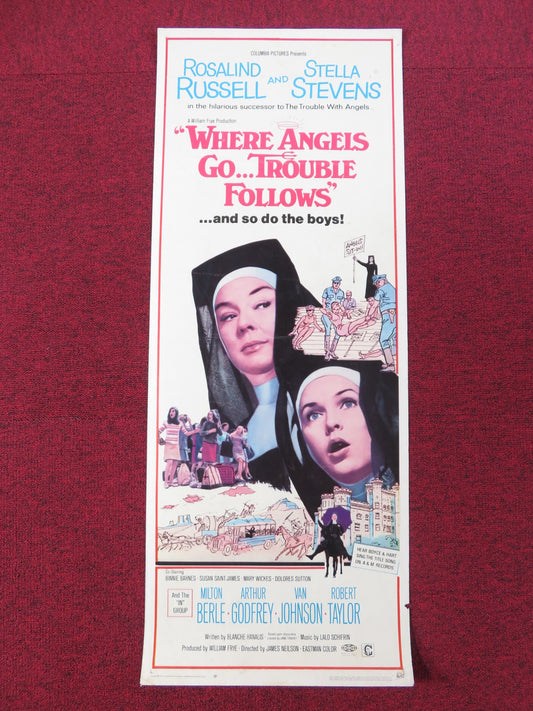 WHERE ANGELS GO TROUBLE FOLLOWS US INSERT POSTER ROSALINE RUSSELL 1968