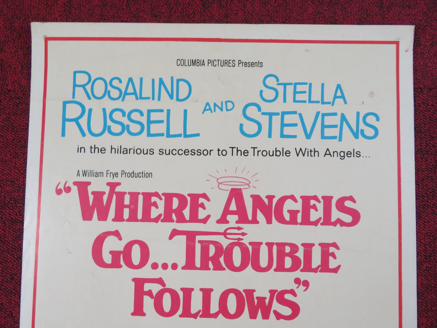 WHERE ANGELS GO TROUBLE FOLLOWS US INSERT POSTER ROSALINE RUSSELL 1968