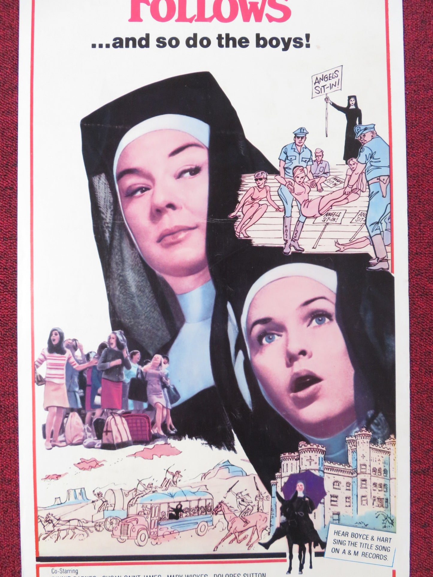 WHERE ANGELS GO TROUBLE FOLLOWS US INSERT POSTER ROSALINE RUSSELL 1968