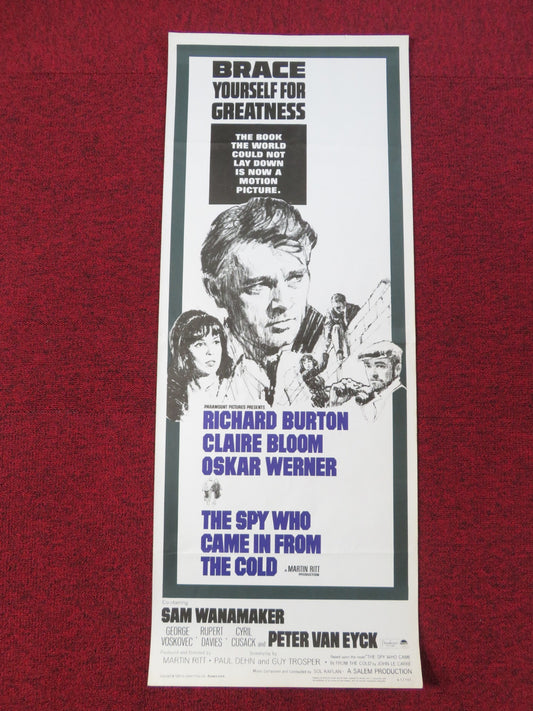 THE SPY WHO GAME IN FROM THE COLD US INSERT POSTER RICHARD BURTON C. BLOOM 1965