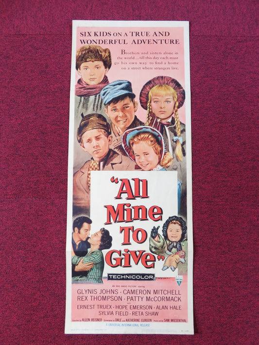 ALL MINE TO GIVE US INSERT POSTER GLYNIS JOHNS CAMERON MITCHELL 1957