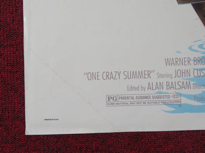 ONE CRAZY SUMMER FOLDED US ONE SHEET POSTER JOHN CUSACK LINDA WARREN 1986