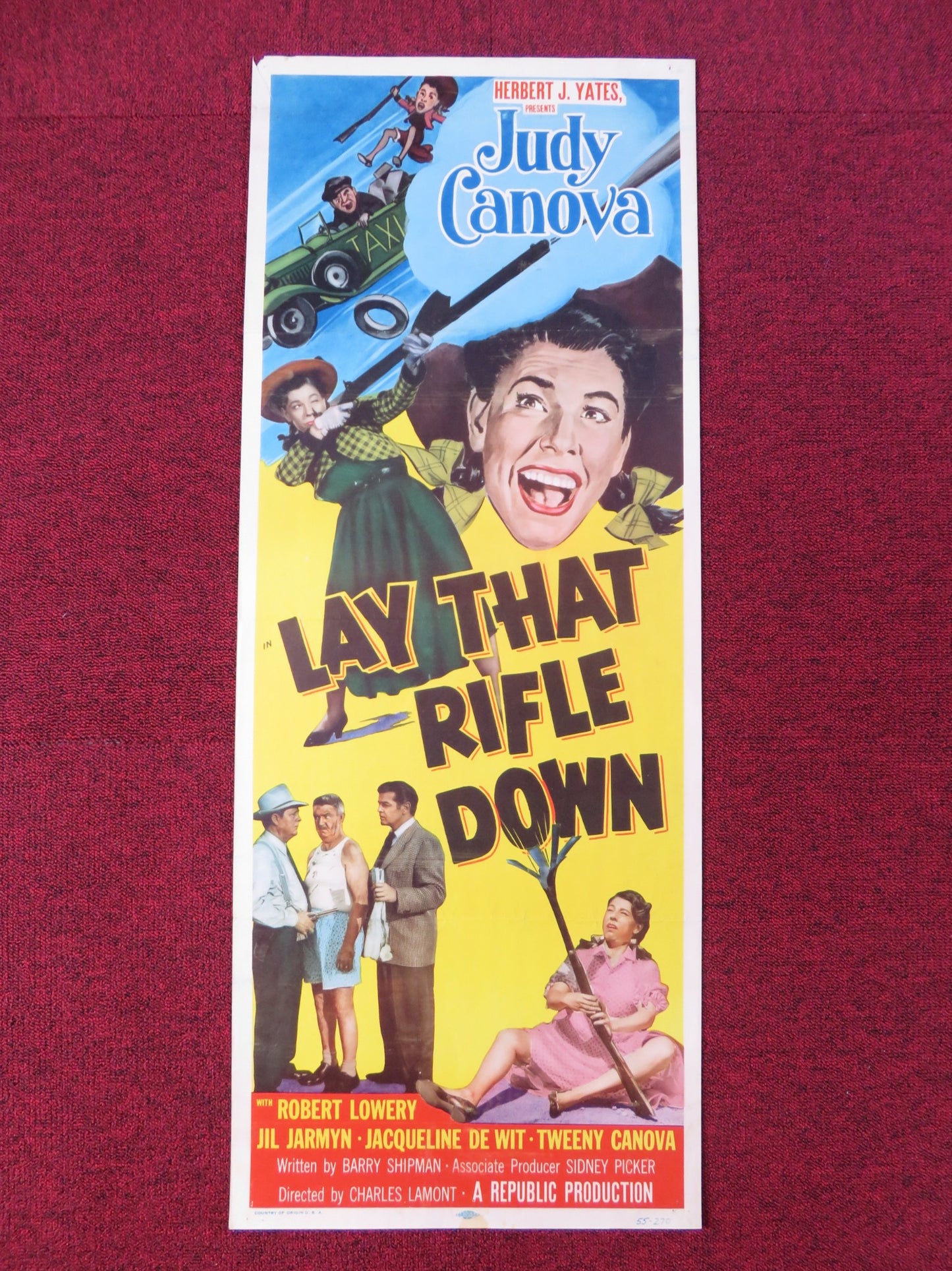 LAY THAT RIFLE DOWN US INSERT POSTER JUDY CANOVA ROBERT LOWERY 1955