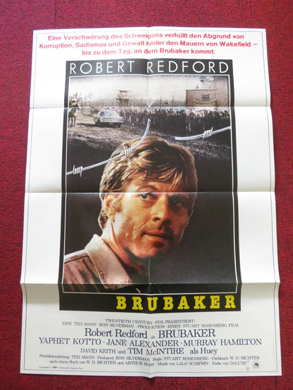 BRUBAKER GERMAN A1 POSTER FOLDED ROBERT REDFORD YAPHET KOTTO 1981