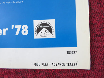 FOUL PLAY - ADVANCE TEASER FOLDED US ONE SHEET POSTER CHEVY CHASE G. HAWN 1978