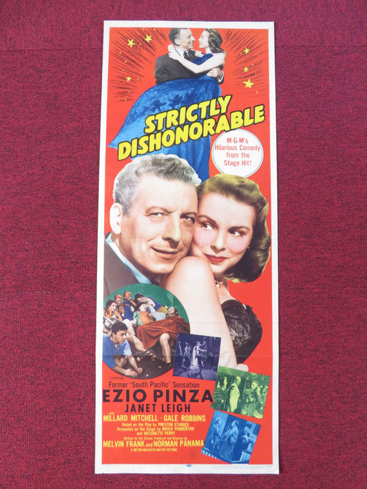 STRICTLY DISHONORABLE - B US INSERT POSTER EZIO PINZA JANET LEIGH 1951