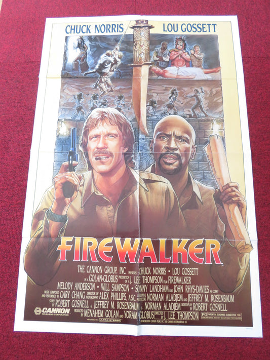 FIREWALKER FOLDED US ONE SHEET POSTER CANNON CHUCK NORRIS LOU GOSSETT 1986