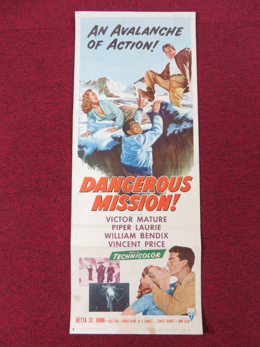 DANGEROUS MISSION! US INSERT POSTER VICTOR MATURE PIPER LAURIE 1954