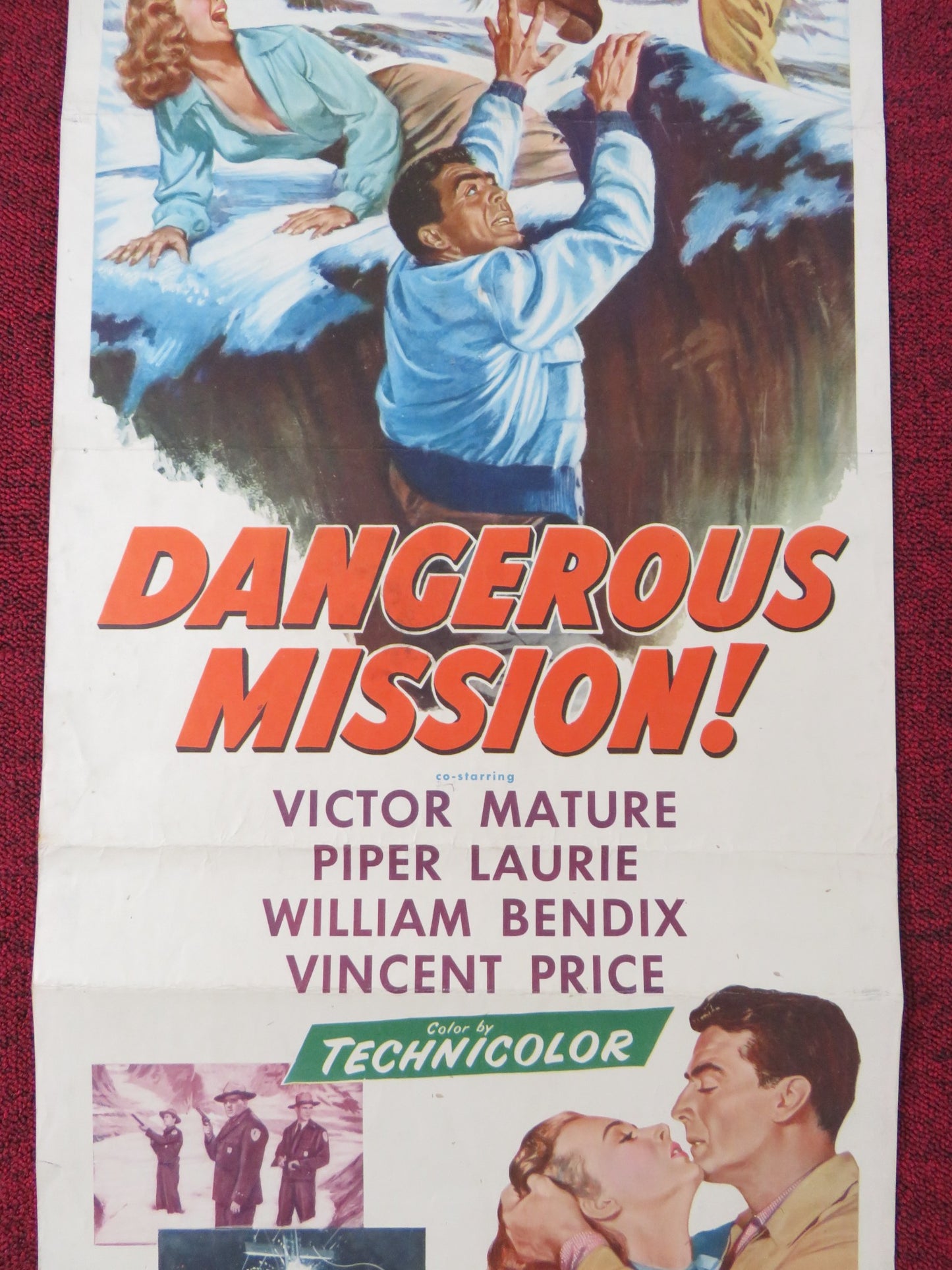 DANGEROUS MISSION! US INSERT POSTER VICTOR MATURE PIPER LAURIE 1954