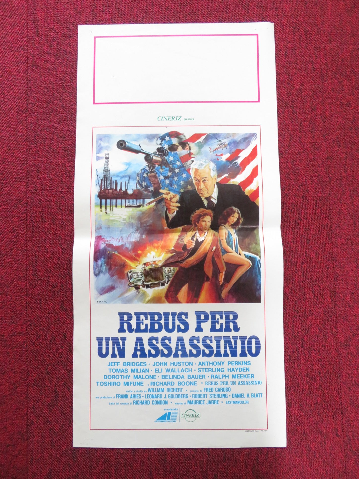 WINTER KILLS ITALIAN LOCANDINA POSTER JEFF BRIDGES JOHN HUSTON 1980