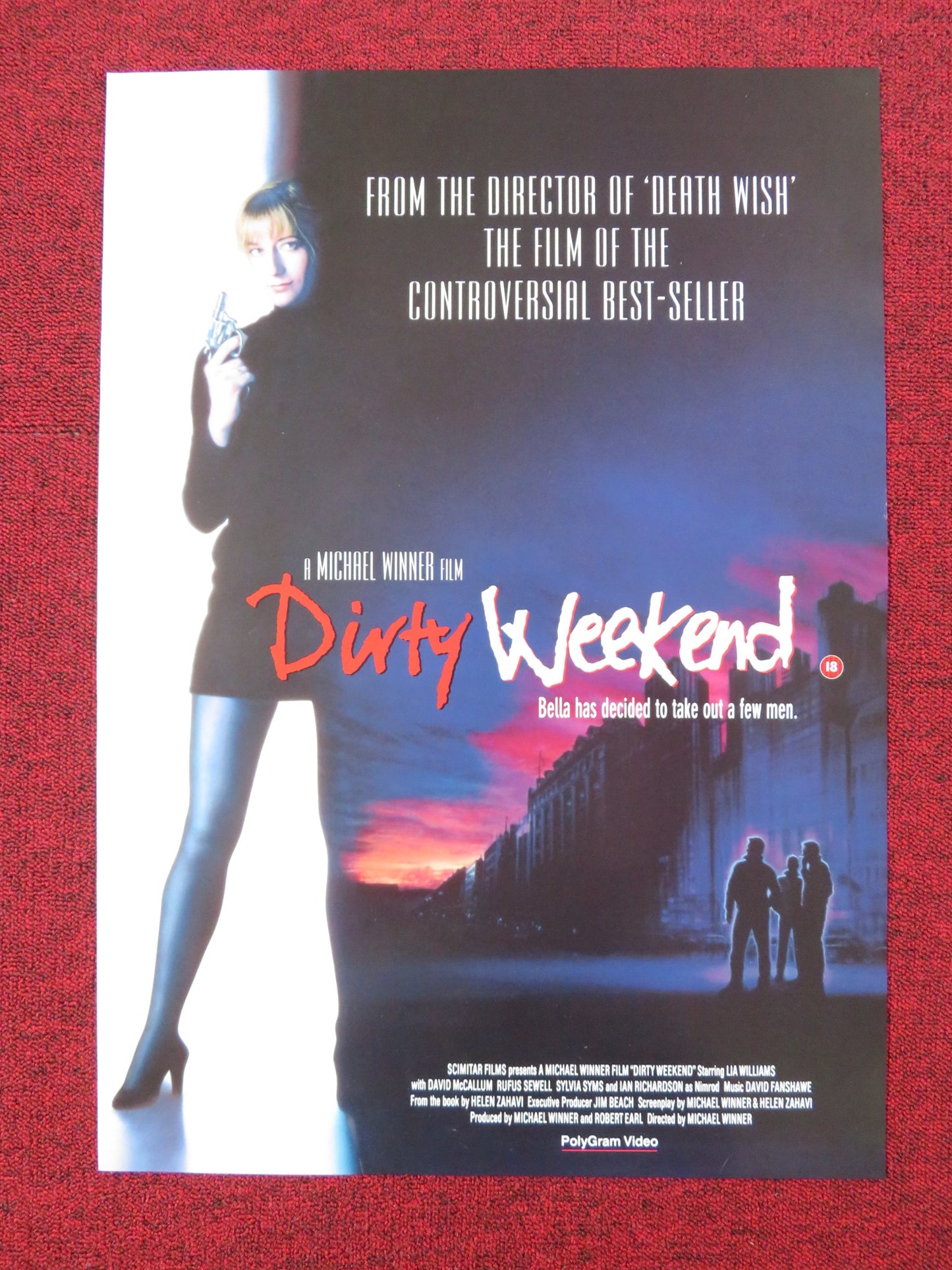 DIRTY WEEKEND VHS VIDEO POSTER MICHAEL WINNER  RUFUS SEWELL 1993