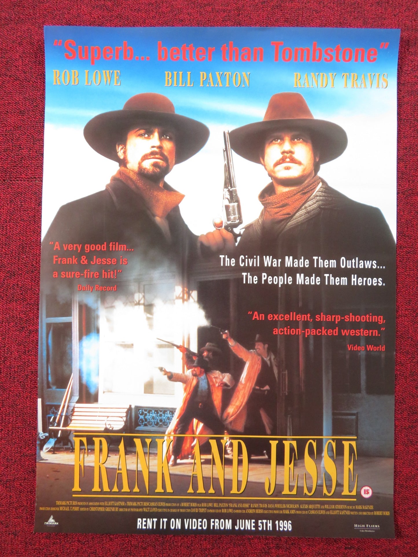 FRANK AND JESSE VHS VIDEO POSTER ROB LOWE BILL PAXTON 1994