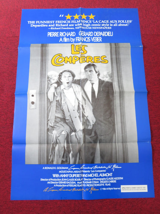 LES COMPERES FOLDED US ONE SHEET POSTER PIERRE RICHARD GERARD DEPARDIEU 1984