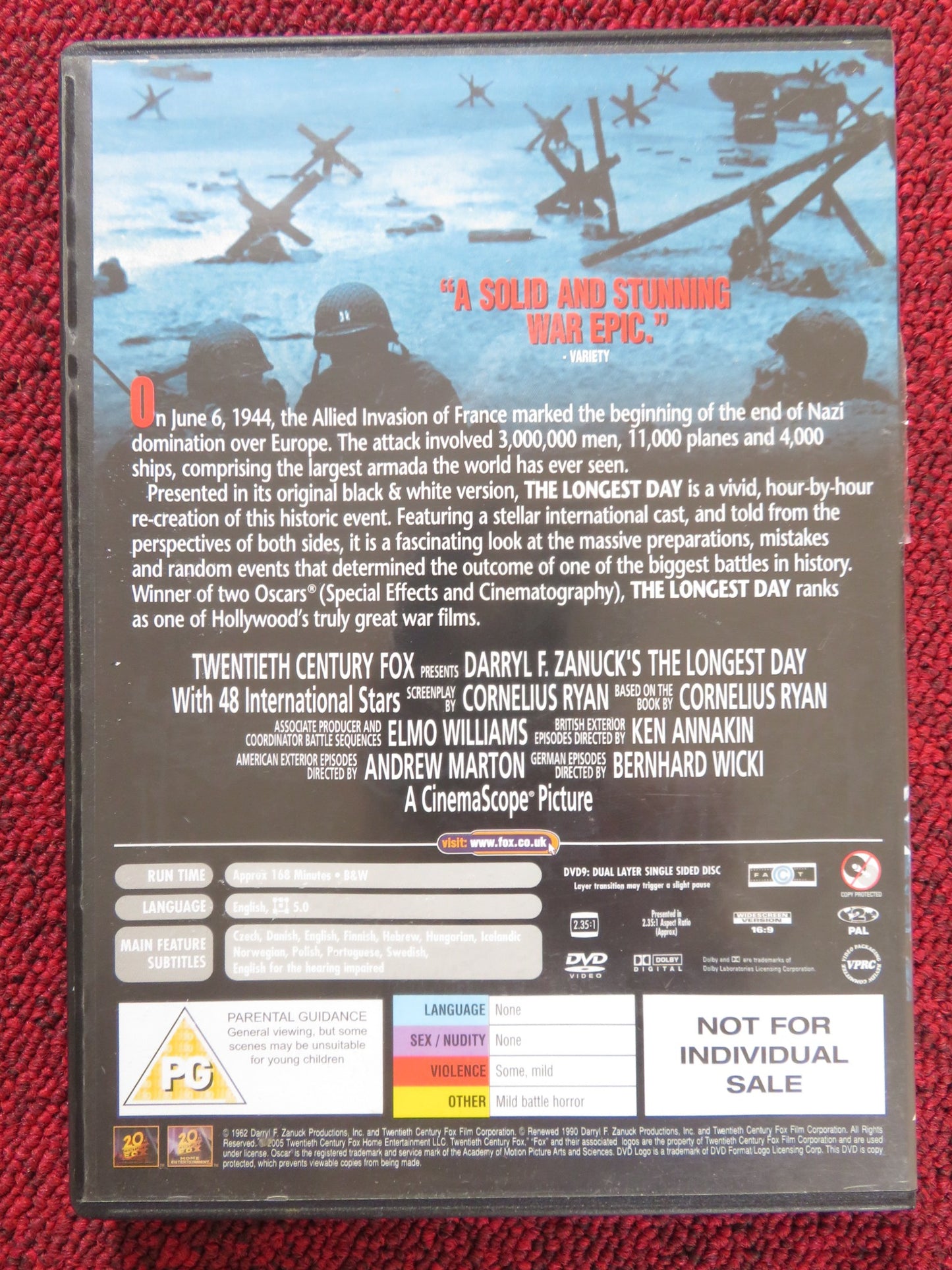 THE LONGEST DAY (DVD) EDDIE ALBERT KEN ANNAKIN 1962 REGION 2 WAR D-DAY