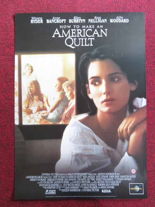 HOW TO MAKE AN AMERICAN QUILT VHS VIDEO POSTER WINONA RYDER ANNE BANCROFT 1995