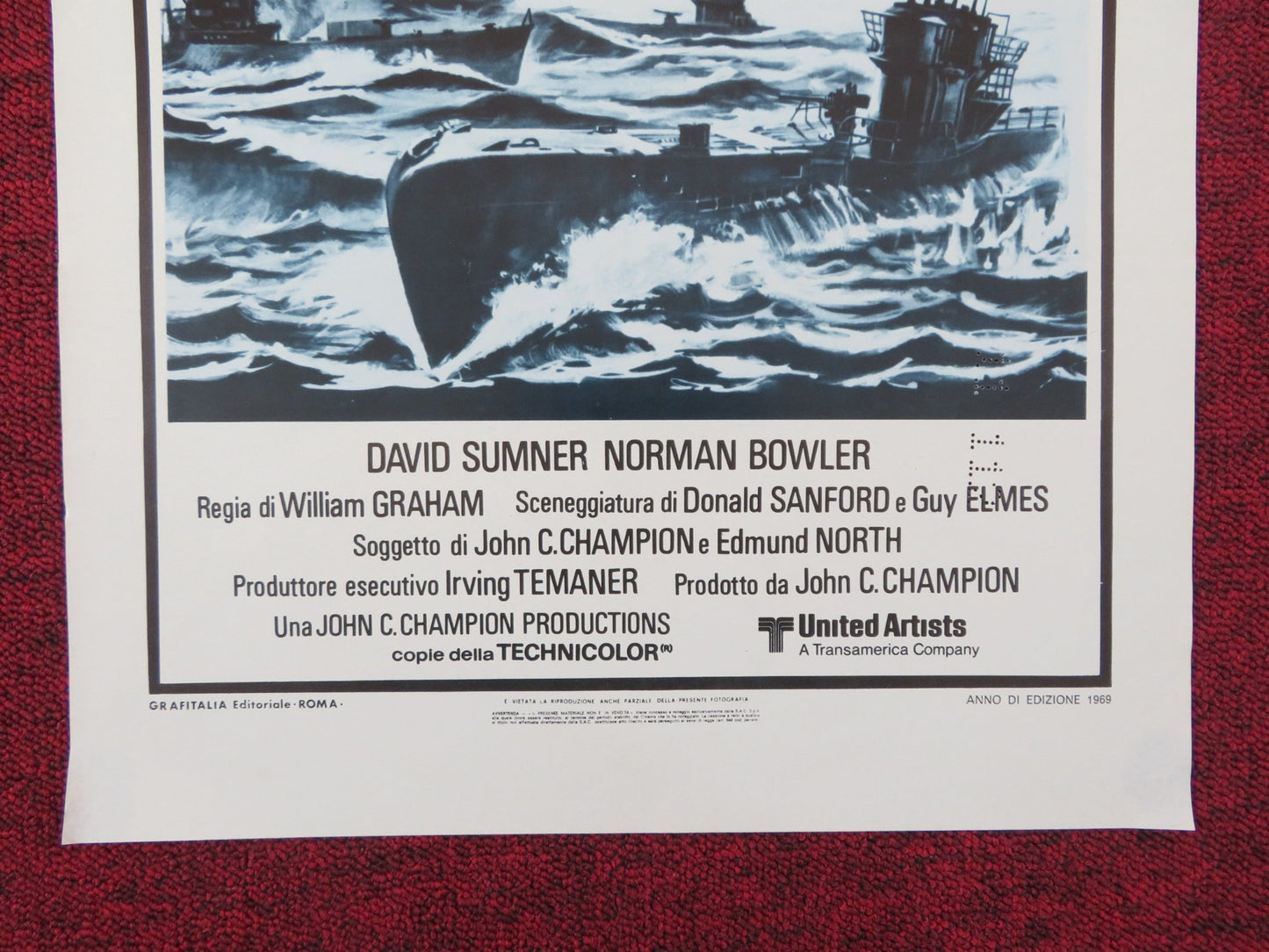 SUBMARINE X-1 ITALIAN LOCANDINA POSTER JAMES CAAN DAVID SUMNER 1969