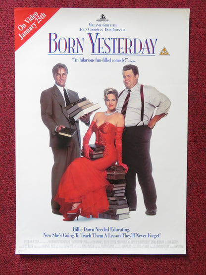 BORN YESTERDAY VHS VIDEO POSTER MELANIE GRIFFITH JOHN GOODMAN 1993