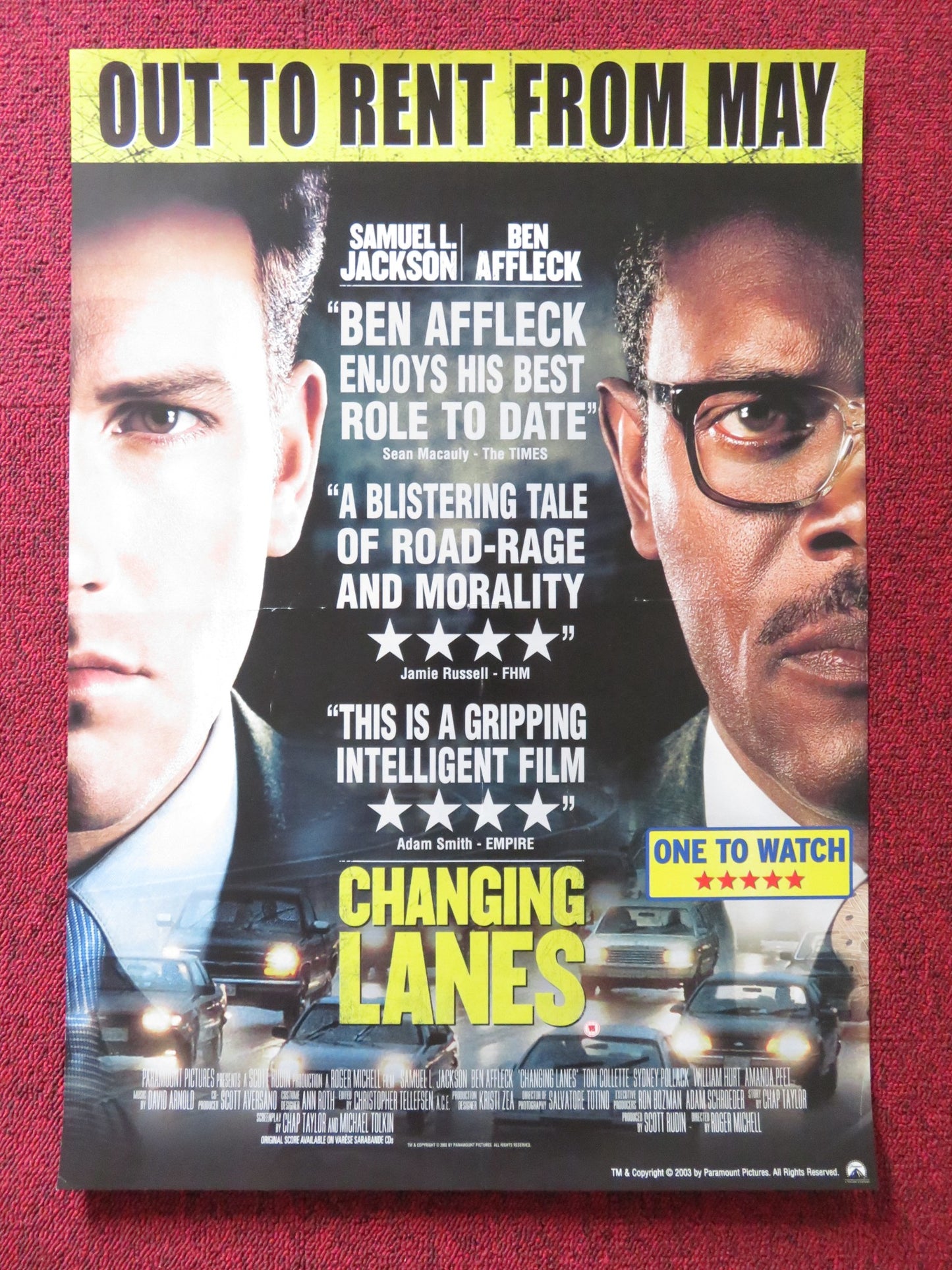 CHANGING LANES VHS VIDEO POSTER BEN AFFLECK SAMUEL L. JACKSON 2002