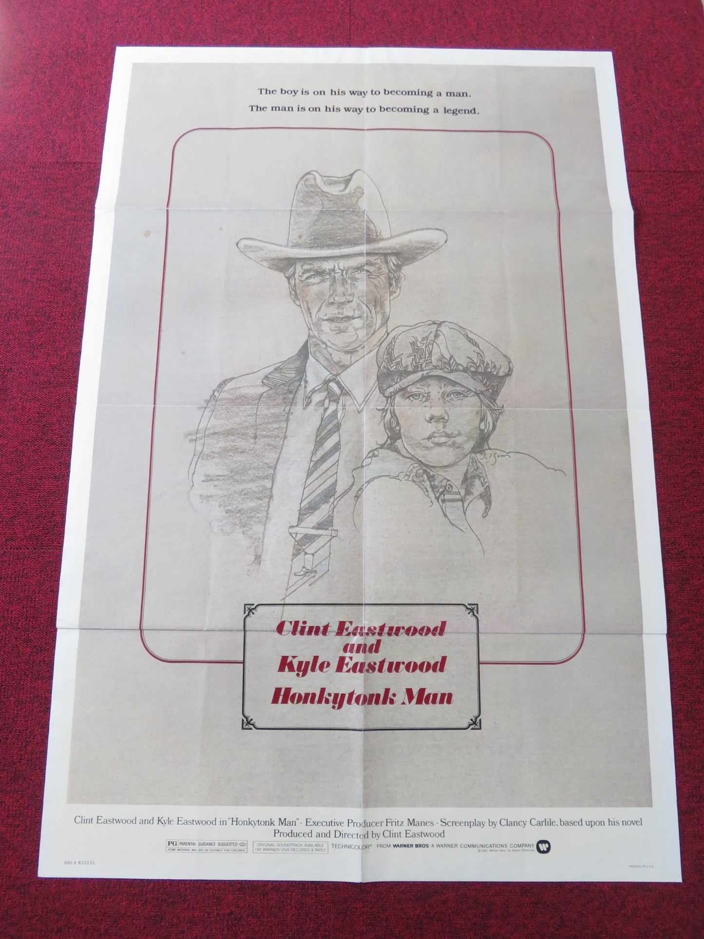 HONKYTONK MAN FOLDED US ONE SHEET POSTER CLINT & KYLE EASTWOOD 1982