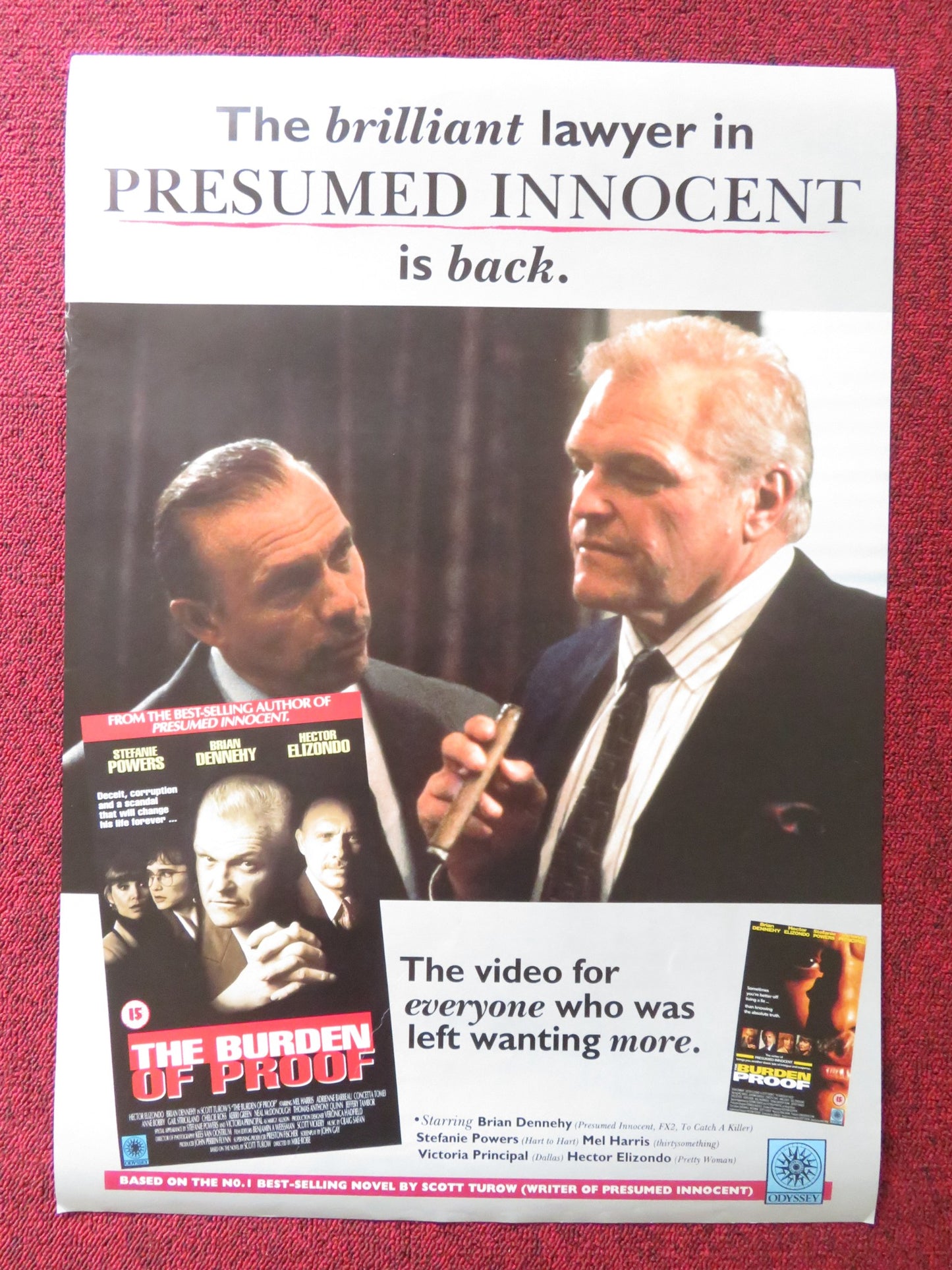 THE BURDEN OF PROOF VHS VIDEO POSTER HECTOR ELIZONDO BRIAN DENNEHY 1992