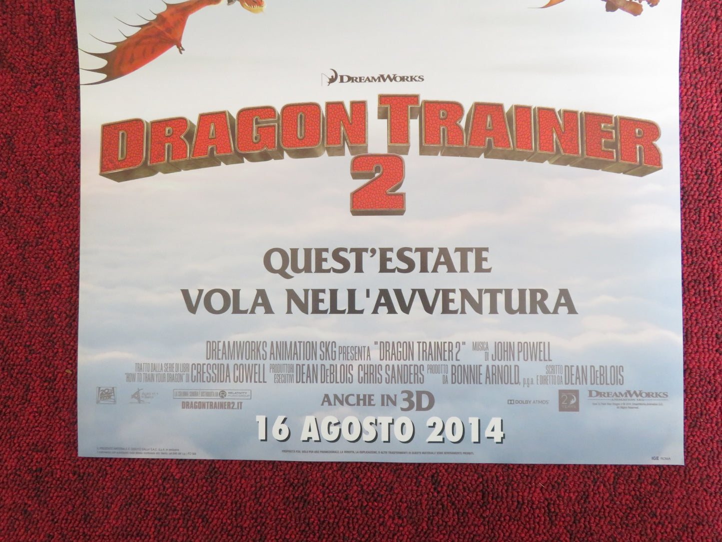 HOW TO TRAIN YOUR DRAGON 2 ITALIAN LOCANDINA POSTER JAY BARUCHEL 2014