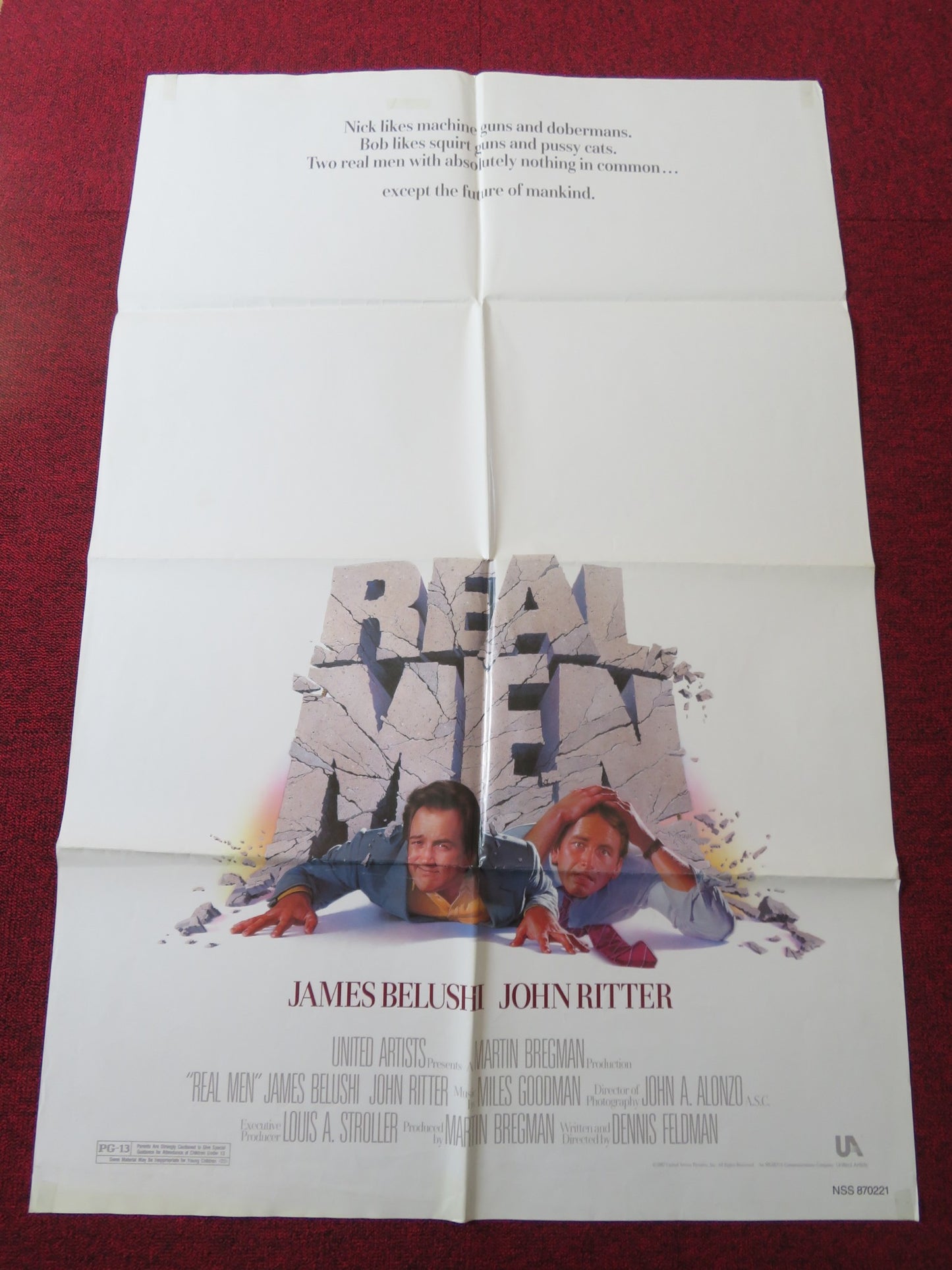 REAL MEN FOLDED US ONE SHEET POSTER JAMES BELUSHI JOHN RITTER 1987