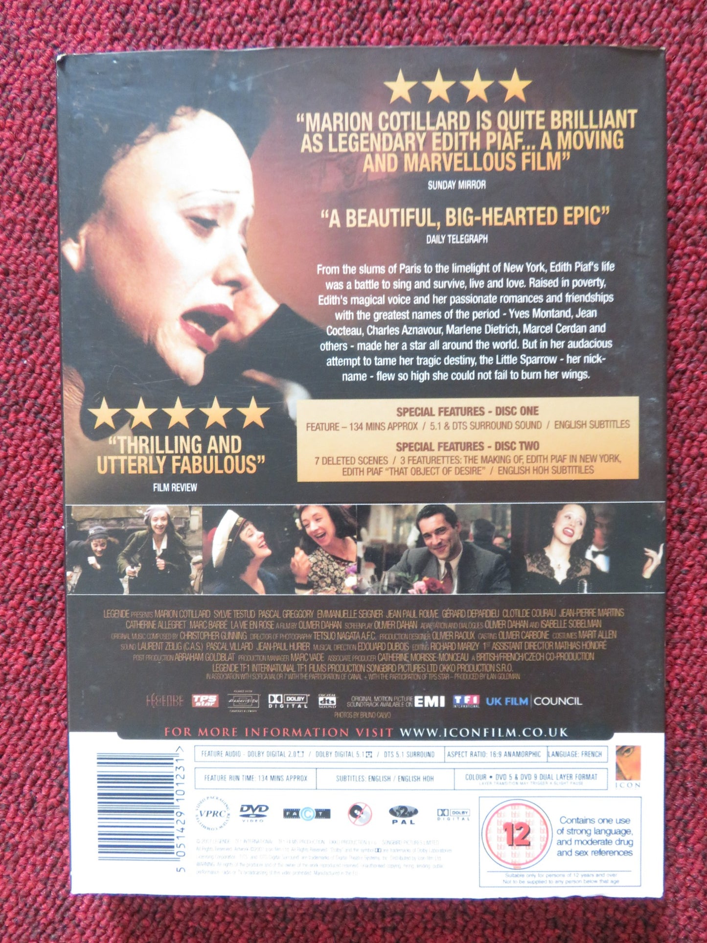 LA VIE EN ROSE (DVD)  MARION COTILLARD EDITH PIAF  2007 REGION 2