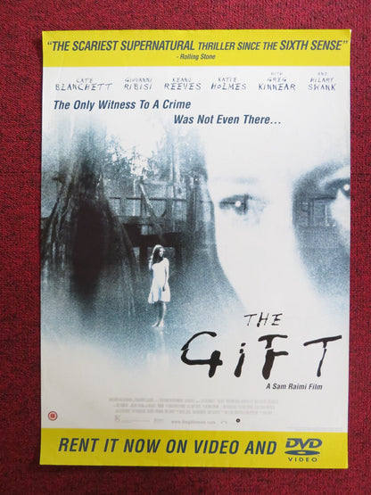 THE GIFT VHS & DVD VIDEO POSTER CATE BLANCHETT KEANU REEVES 2000