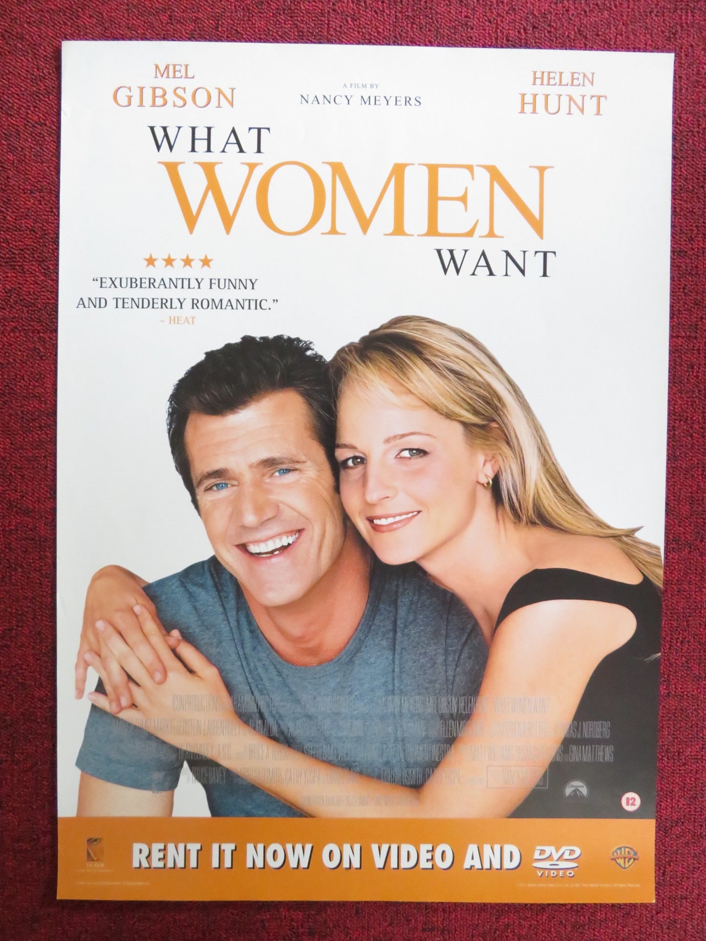 WHAT WOMEN WANT VHS & DVD VIDEO POSTER MEL GIBSON HELEN HUNT 2000