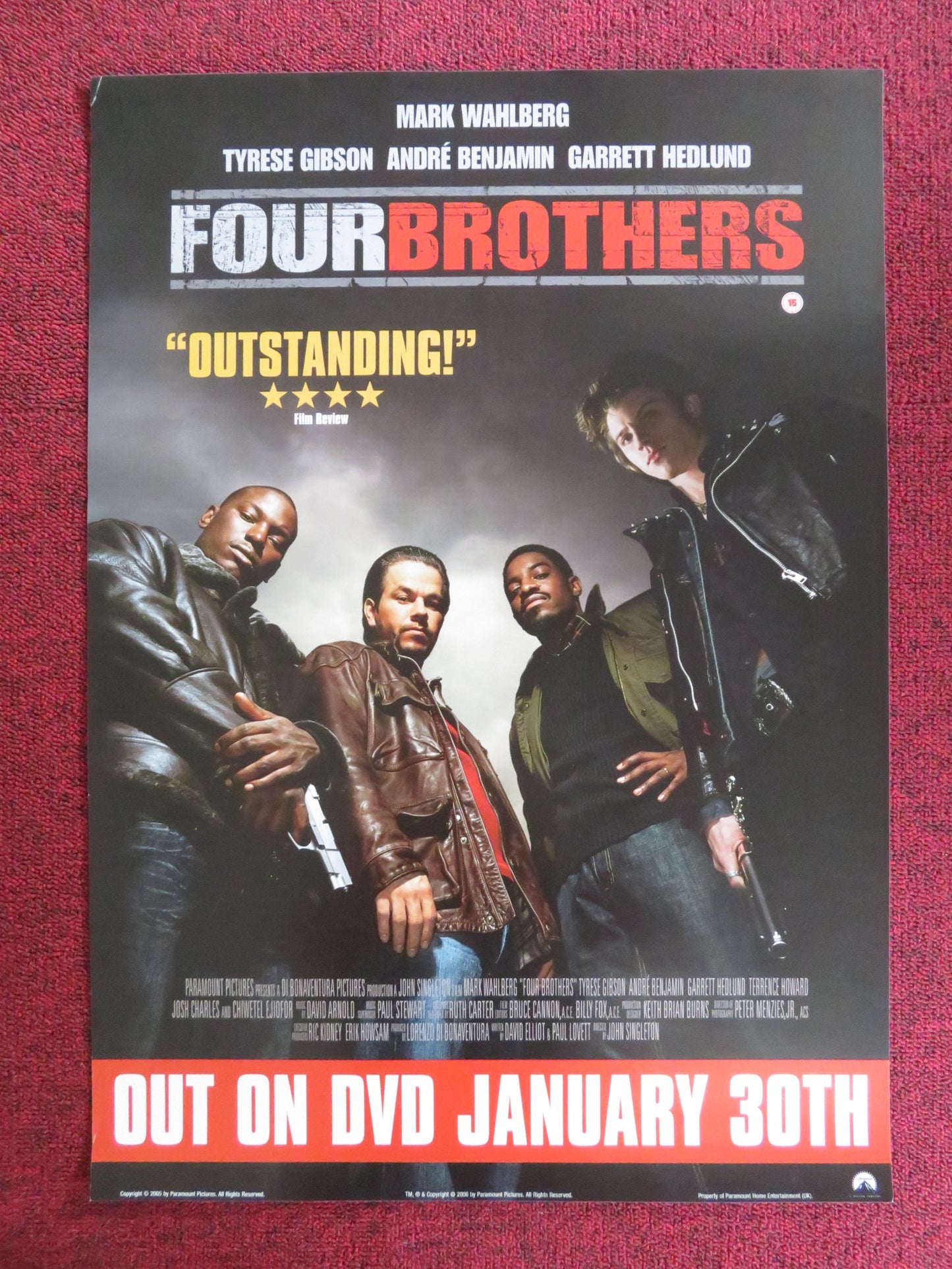 FOUR BROTHERS DVD POSTER MARK WAHLBERG TYRESE GIBSON 2005