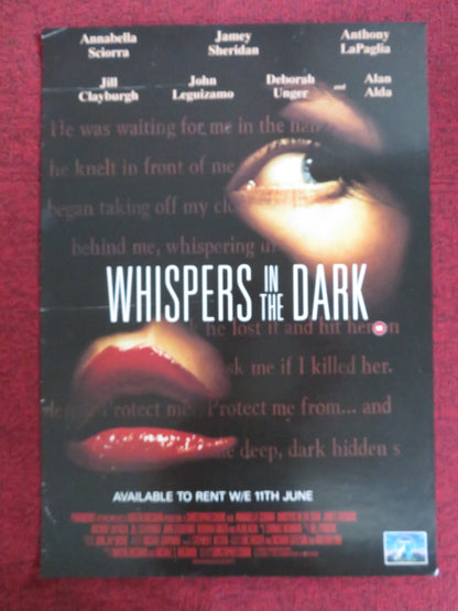 WHISPERS IN THE DARK VHS VIDEO POSTER JILL CLAYBURGH JOHN LEGUIZAMO 1992