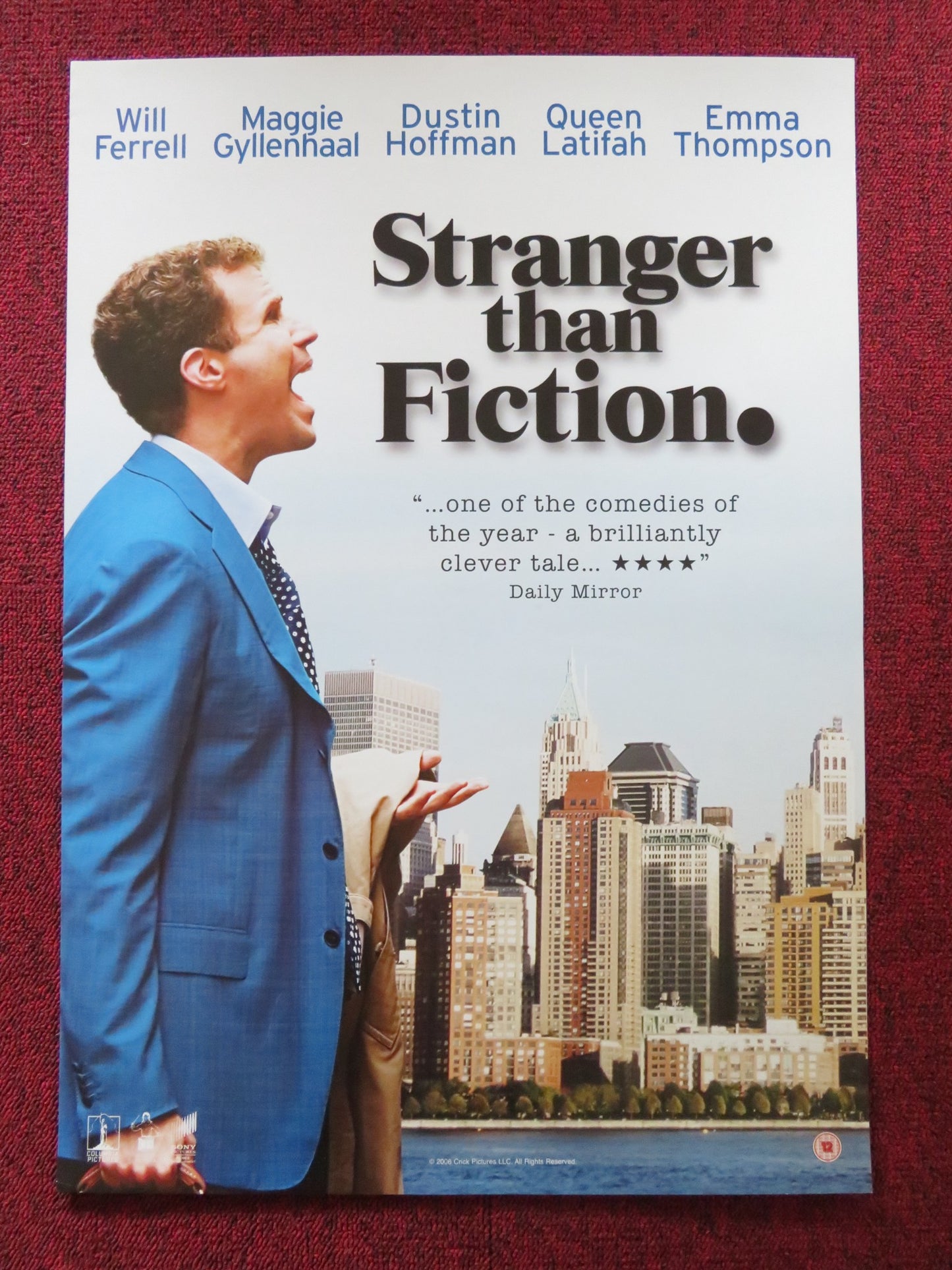 STRANGER THAN FICTION VHS VIDEO POSTER WILL FERRELL DUSTIN HOFFMAN 2006