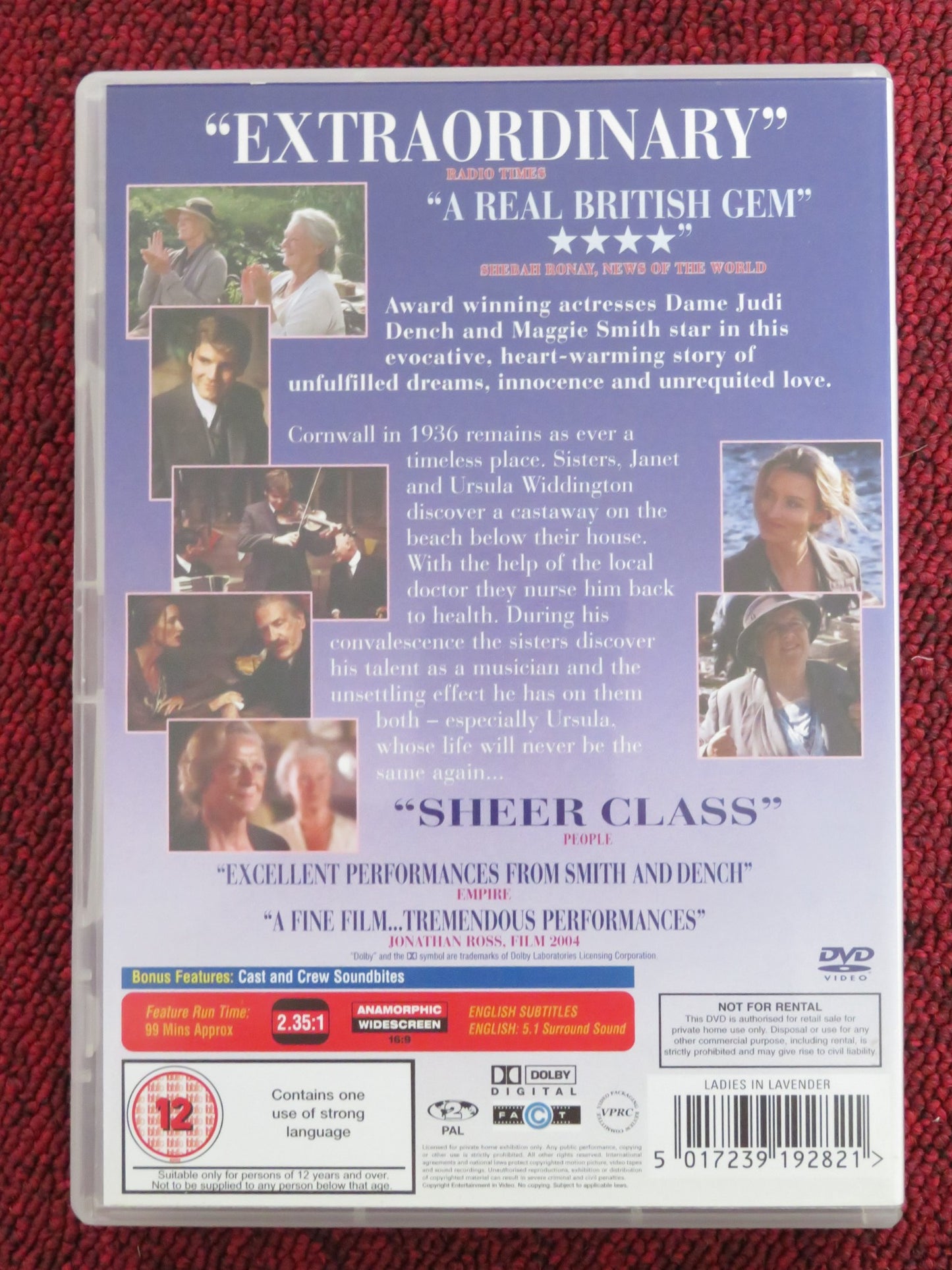 LADIES IN LAVENDER (DVD) MAGGIE SMITH JUDI DENCH 2004 REGION 2