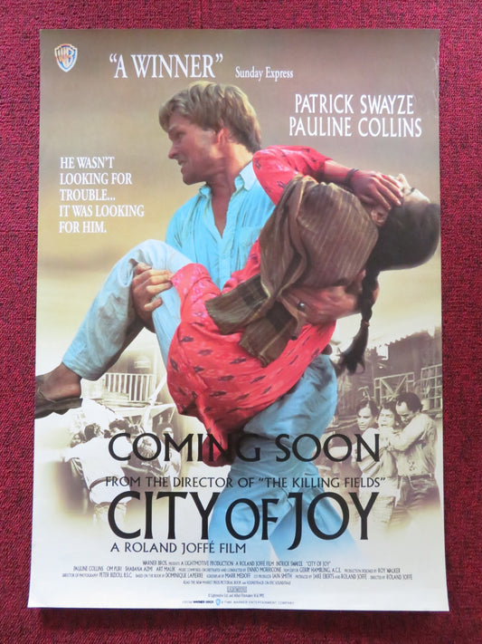 CITY OF JOY VHS VIDEO POSTER PATRICK SWAYZE PAULINE COLLINS 1992