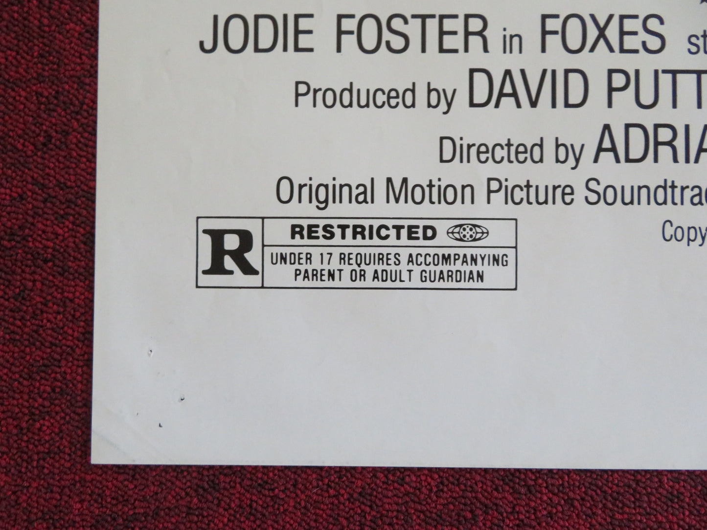 FOXES - STYLE B FOLDED US ONE SHEET POSTER JODIE FOSTER SCOTT BAIO 1980