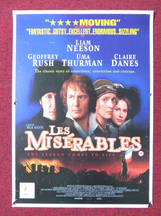 LES MISERABLES VHS POSTER ROLLED LIAM NEESON UMA THURMAN 1998