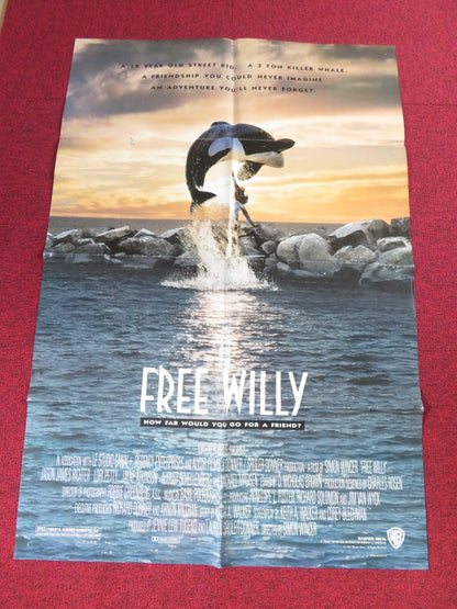 FREE WILLY- B FOLDED US ONE SHEET POSTER JASON JAMES RICHTER 1993