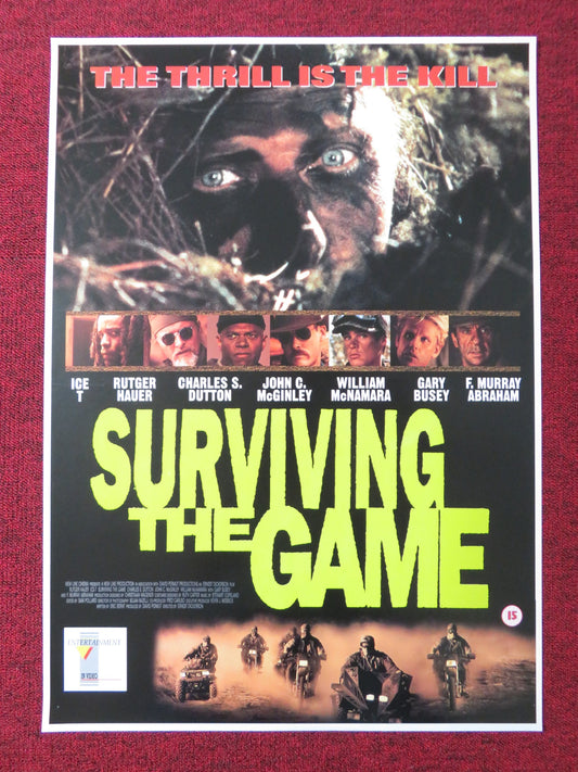 SURVIVING THE GAME VHS POSTER ROLLED ICE-T RUTGER HAUER 1994