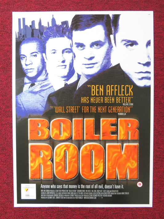 BOILER ROOM VHS POSTER ROLLED BEN AFFLECK VIN DIESEL 2000