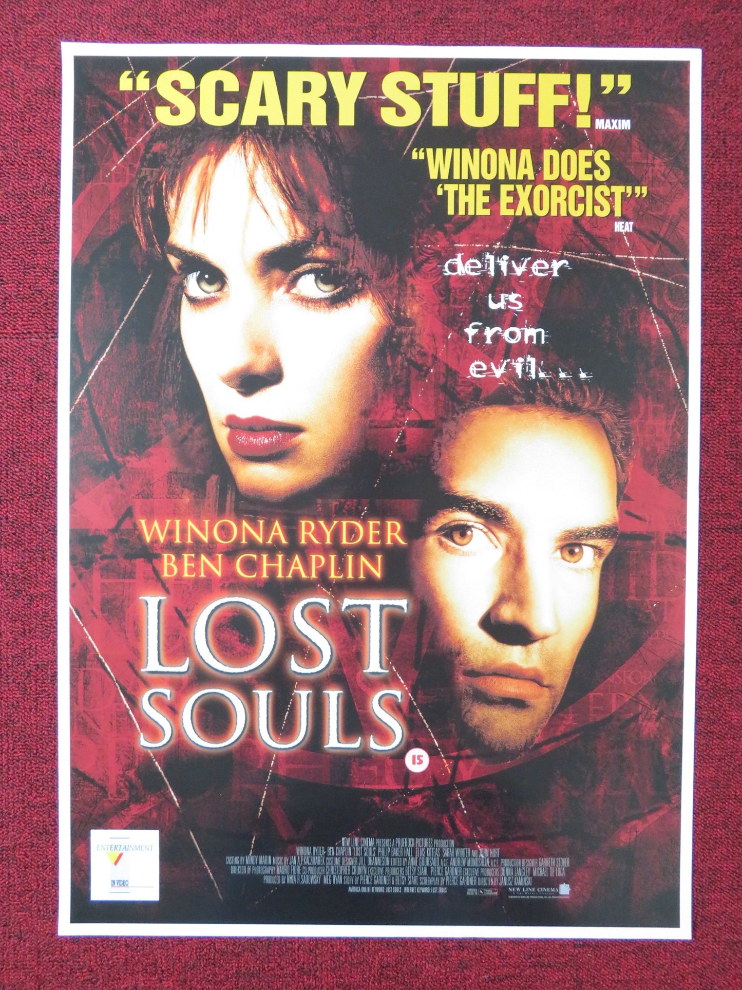 LOST SOULS VHS POSTER ROLLED WINONA RYDER BEN CHAPLIN 2000