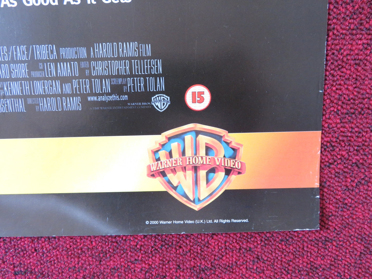 ANALYSE THIS VHS VIDEO POSTER ROBERT DE NIRO BILLY CRYSTAL 1999