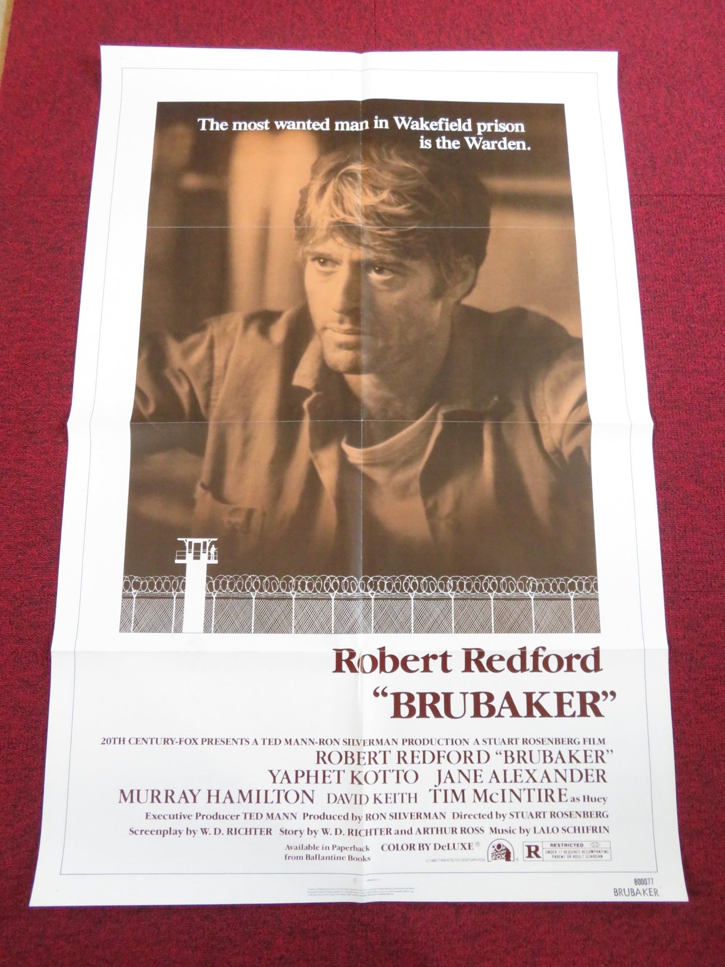 BRUBAKER - B FOLDED US ONE SHEET POSTER ROBERT REDFORD 1980