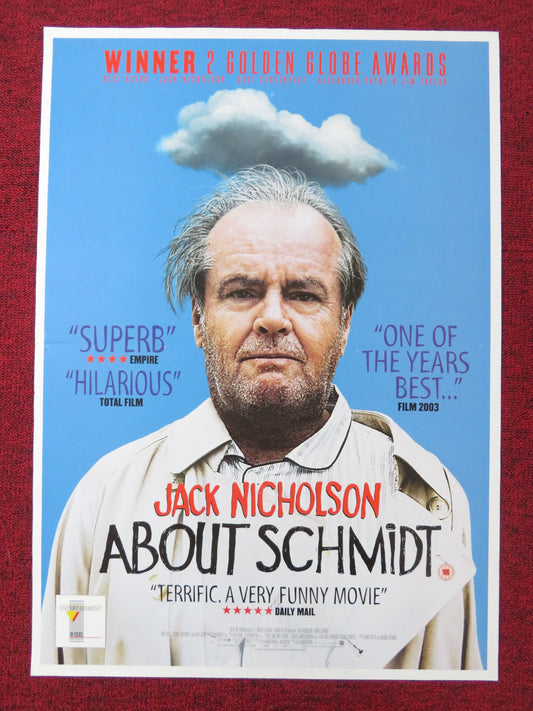 ABOUT SCHMIDT VHS POSTER ROLLED JACK NICHOLSON KATHY BATES 2002
