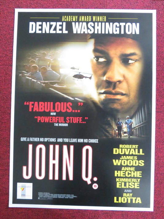 JOHN Q. VHS POSTER ROLLED DENZEL WASHINGTON ROBERT DUVALL 2002