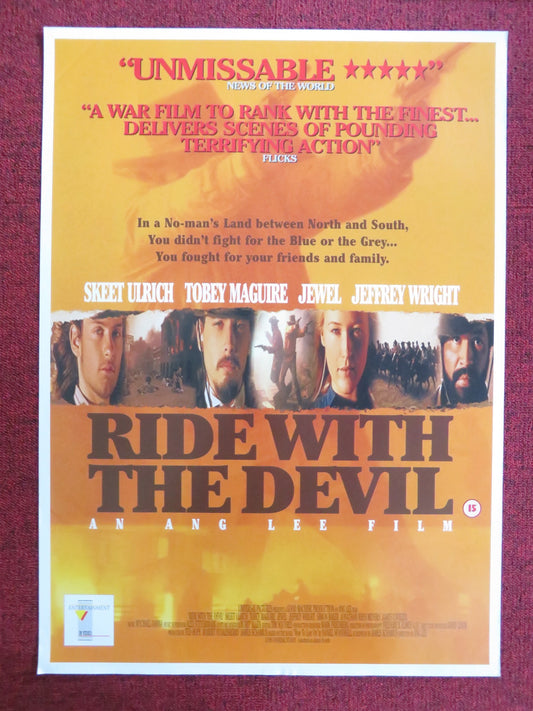 RIDE WITH THE DEVIL VHS POSTER ROLLED TOBEY MAGUIRE SKEET ULRICH 1999