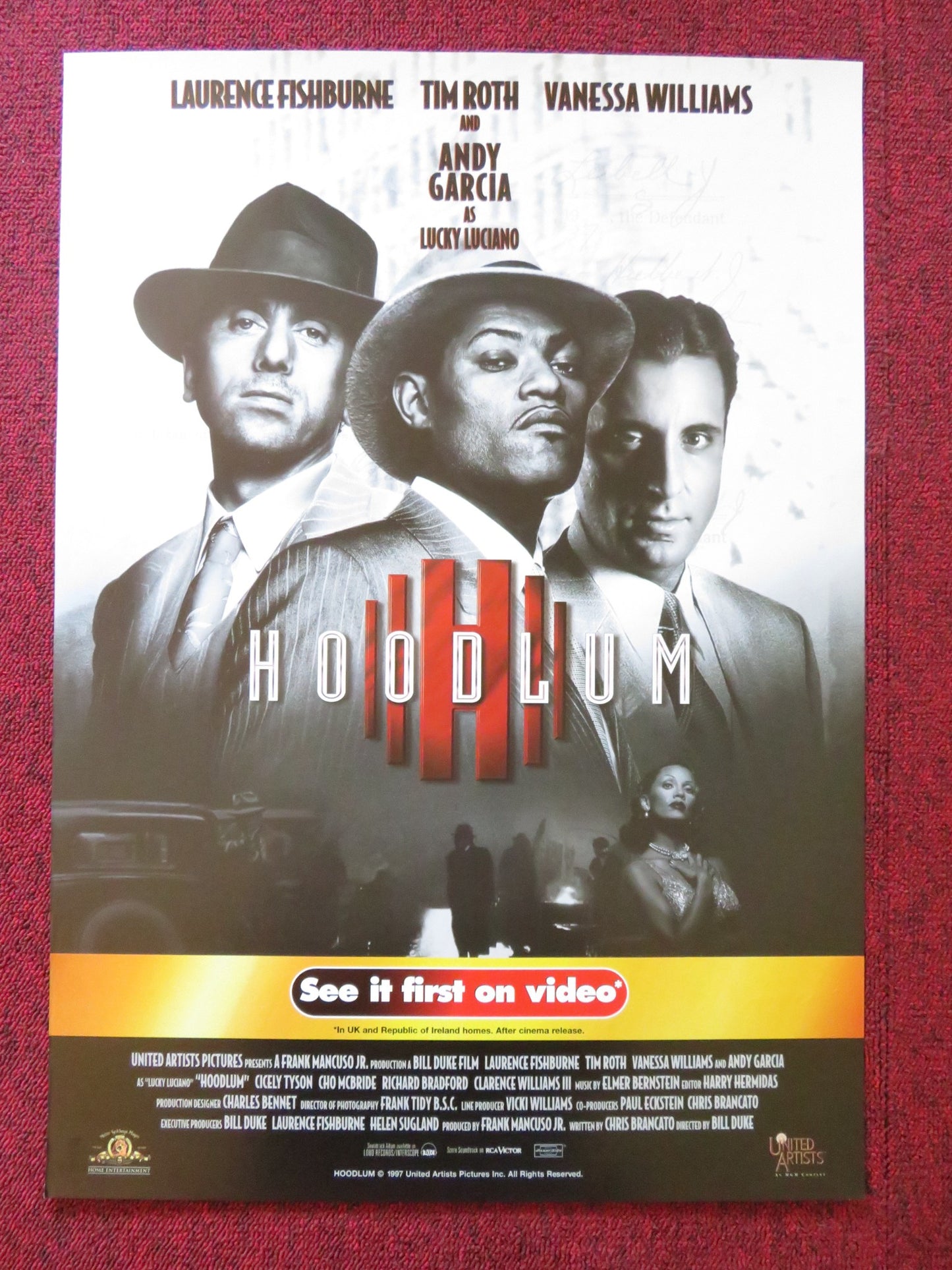 HOODLUM VHS VIDEO POSTER LAURENCE FISHBURNE TIM ROTH 1997