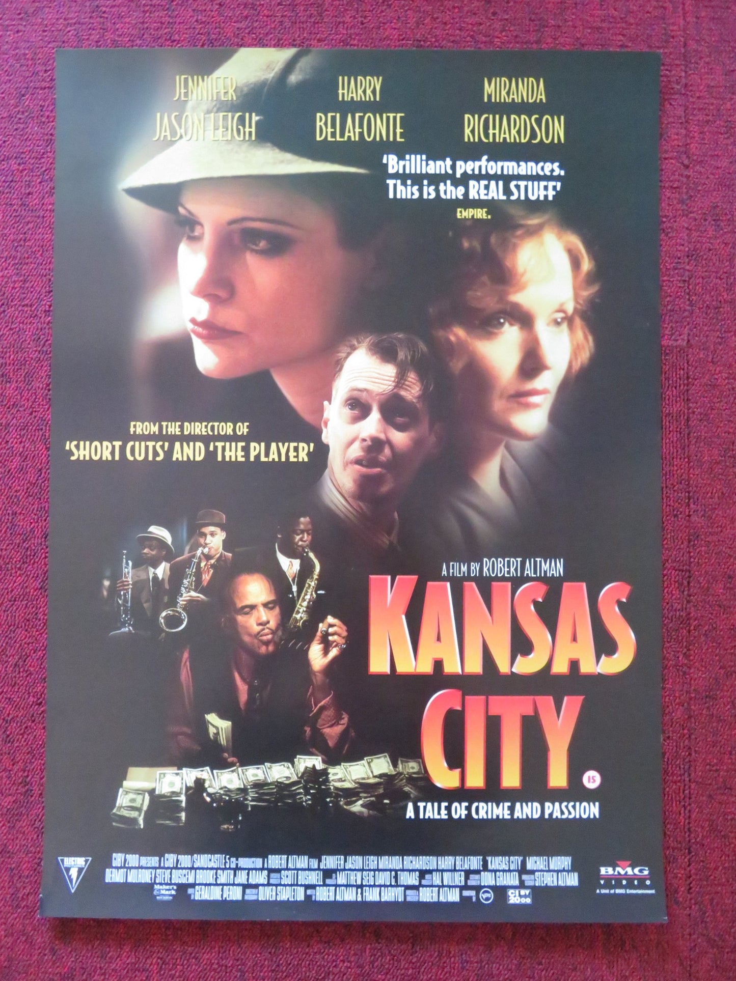 KANSAS CITY VHS VIDEO POSTER JENNIFER JASON LEIGH MIRANDA RICHARDSON 1996