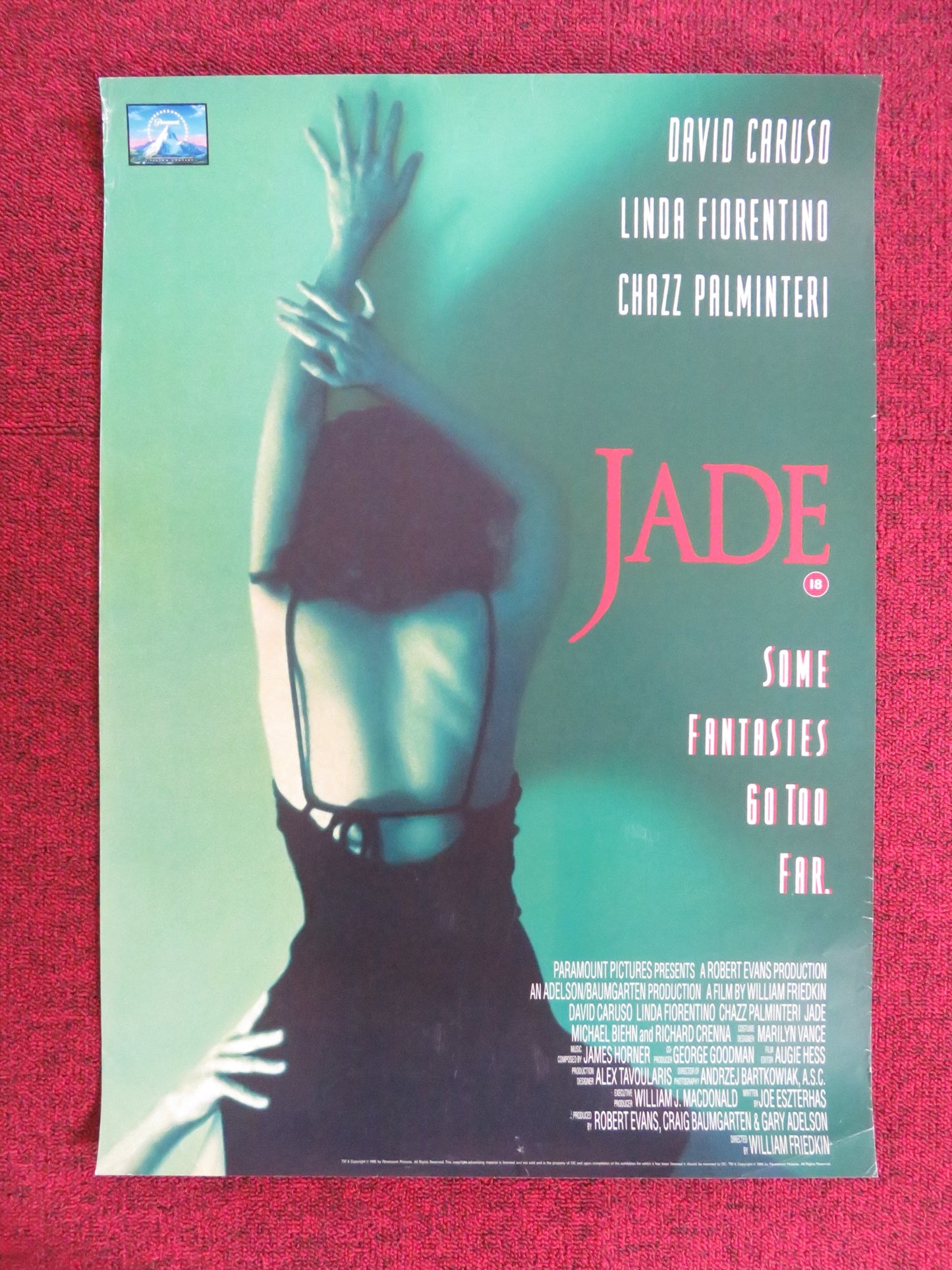 JADE VHS VIDEO POSTER DAVID CARUSO LINDA FIORENTINO 1995